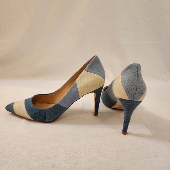 Billy Ella Patchwork Denim Heels size 8.5 - Picture 2 of 3